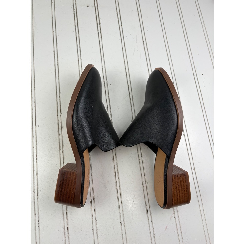 Crown Vintage Vintage Y2K Black Leather Slip On Mules Women's Size 7M - Picture 9 of 9